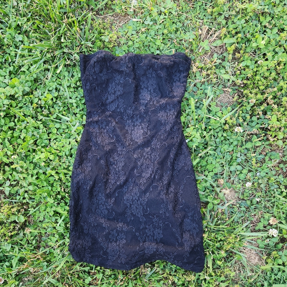 Strapless Black Lace Dress